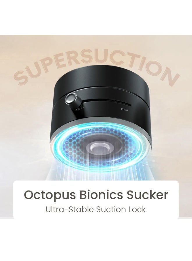 بورترونيكس Portronics Hold X Magnetic Vacuum Suction Mobile Holder, Multiple Angle Adjustment, Retractable, Strong Magnetic Attachment, Compatible with iPhone & Android Phone for Car, Desk, Mirror, Glass(Black) - Image 2